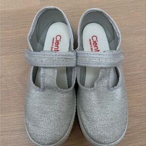 Cienta Silver T-Strap Sneakers, Sz 32